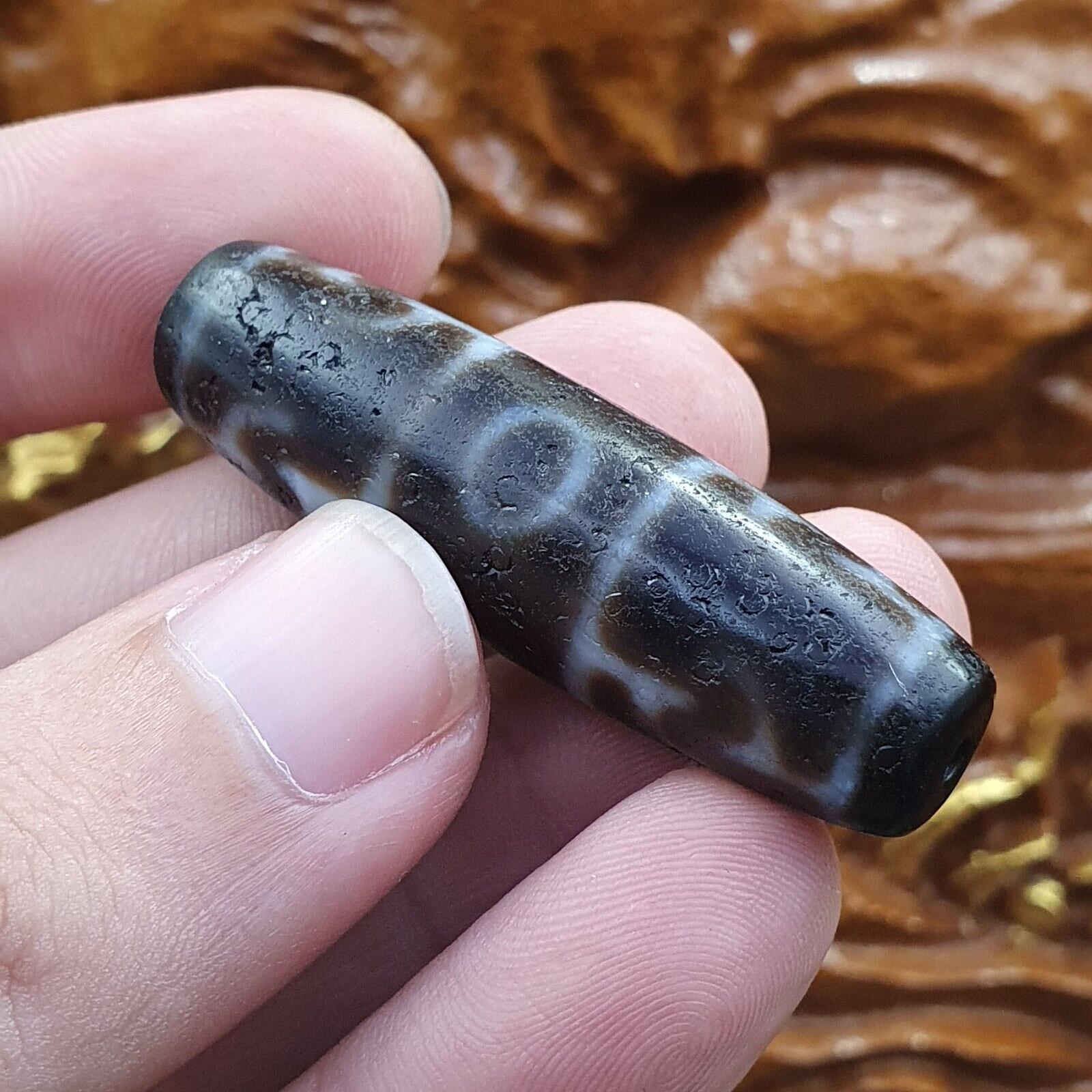 Antique tibetan eyes agate stone dzi bead amulet bd-25-1