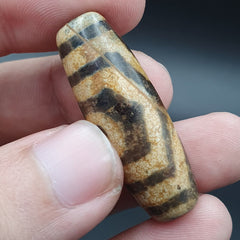 Antique himalayan indo tibetan old agate pure 3 eyes powerful dzi amulet bead