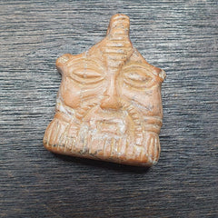 Antique jewelry king's face bead amulet engraved