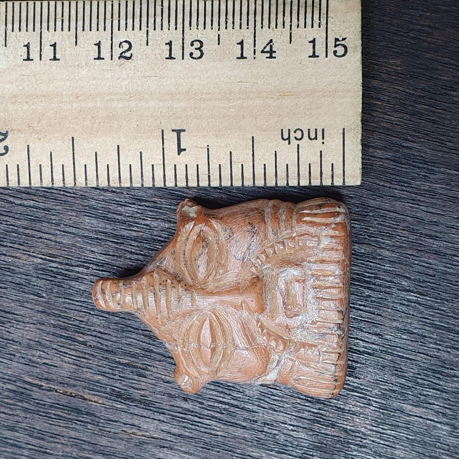Antique jewelry king's face bead amulet engraved