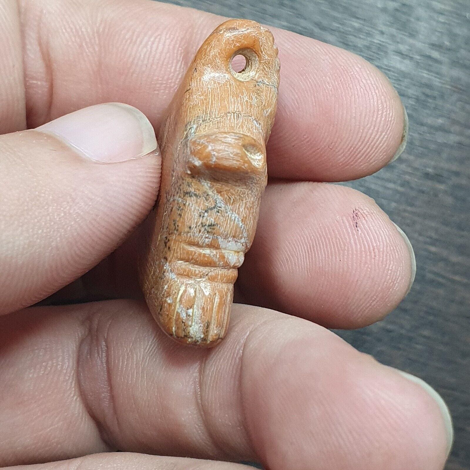 Antique jewelry king's face bead amulet engraved