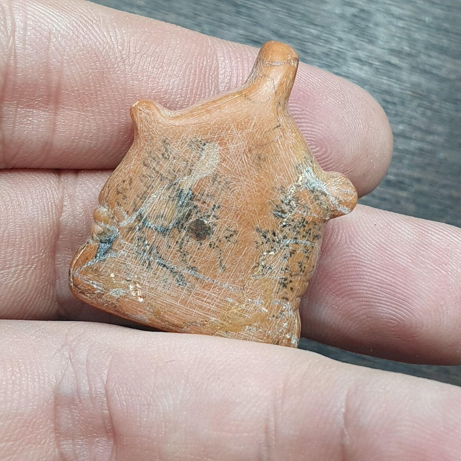 Antique jewelry king's face bead amulet engraved