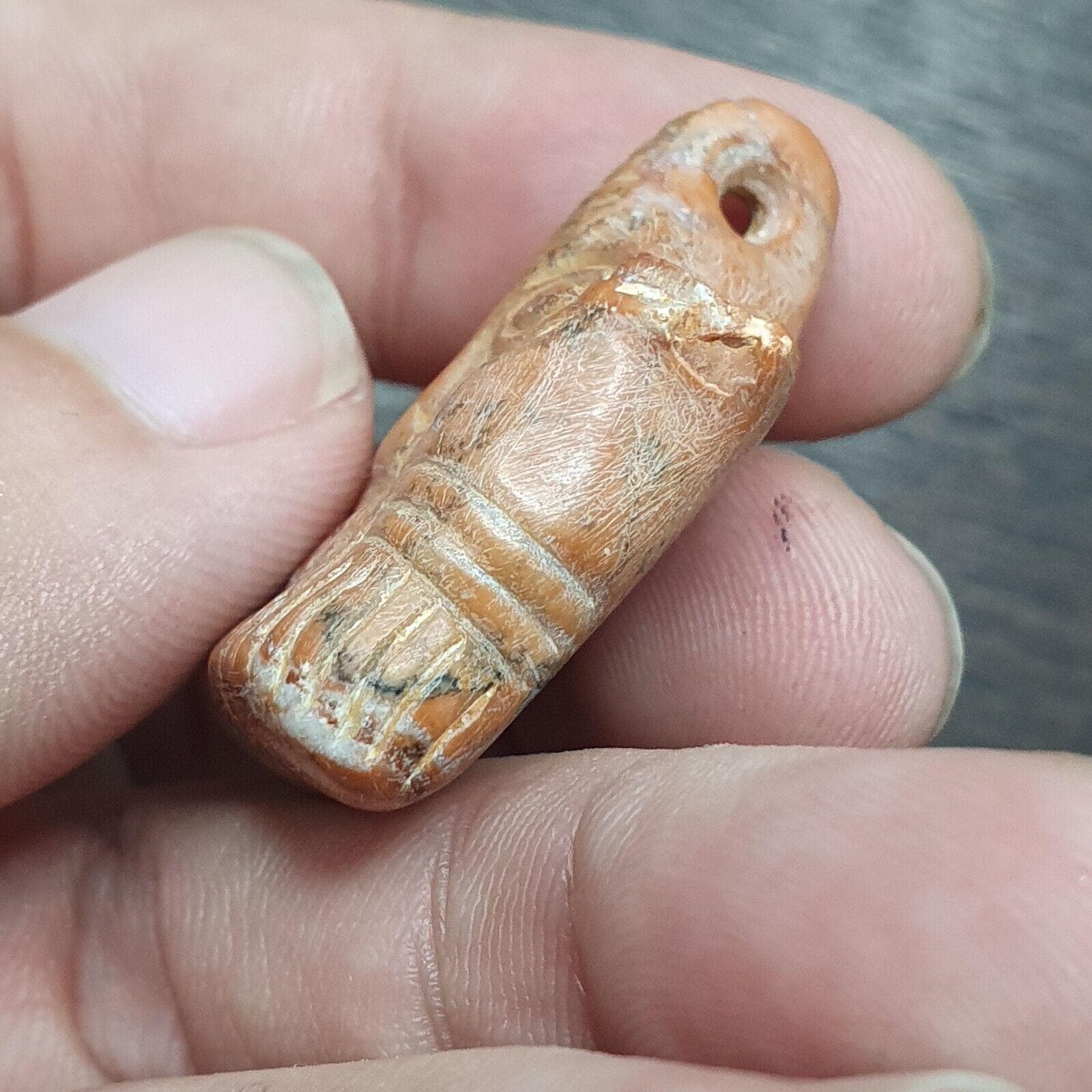 Antique jewelry king's face bead amulet engraved