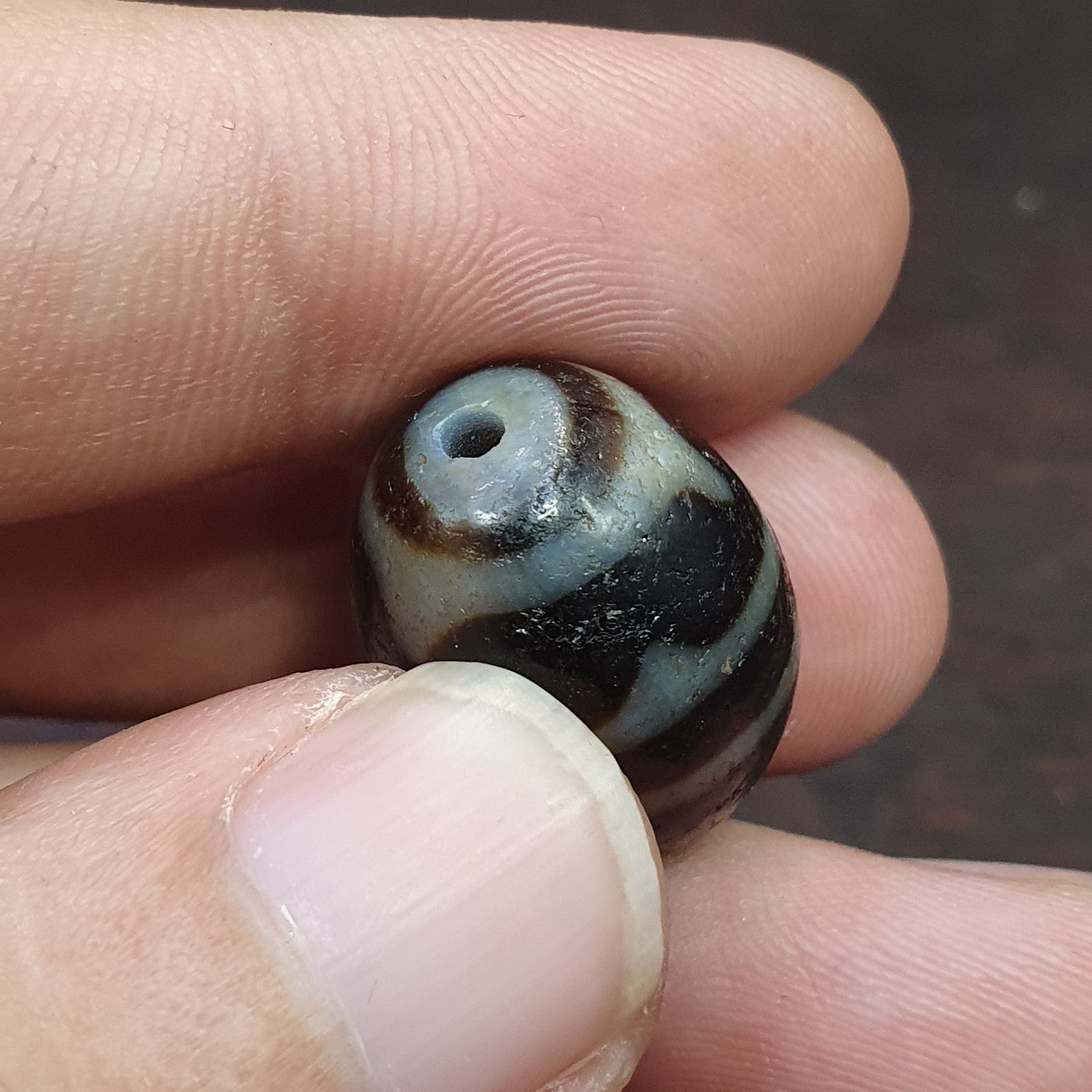 4 Stripes Tibetan Old Agate Dzi Bead Amulet Pendant