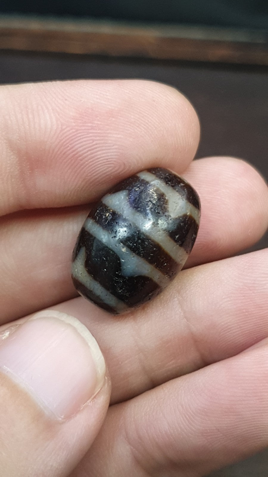 4 Stripes Tibetan Old Agate Dzi Bead Amulet Pendant
