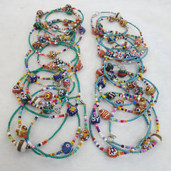 Lot 2 pcs African Glass Beads Tiny Turquoise Seed Glass beads Necklaces SD-3