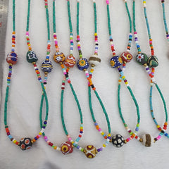 Lot 2 pcs African Glass Beads Tiny Turquoise Seed Glass beads Necklaces SD-3