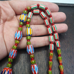 Beautiful Vintage Chevron Venetian Style 6 layers Chevron Beads Necklace BNC-2