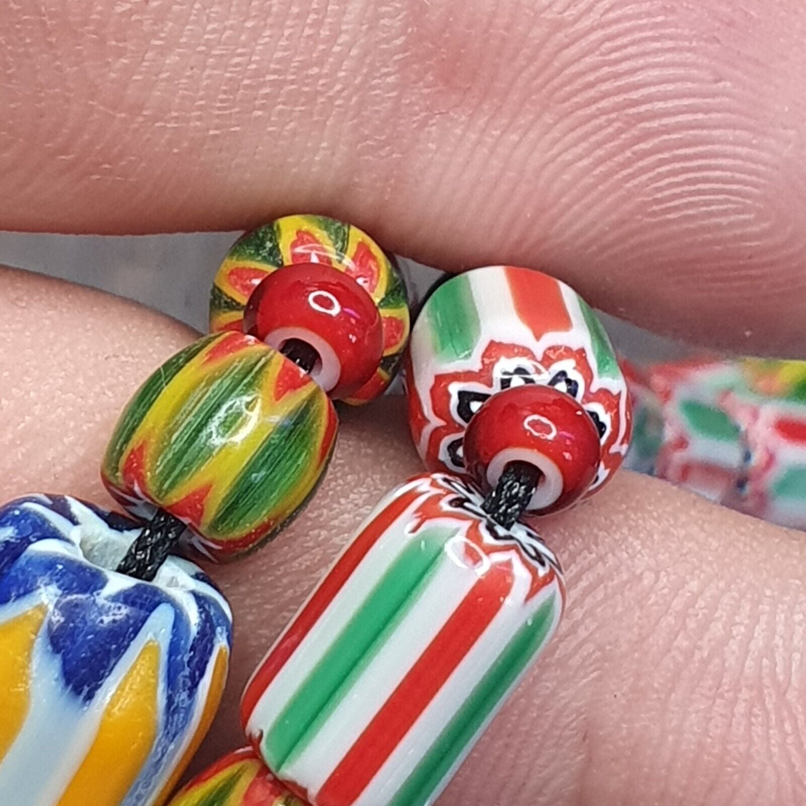 Beautiful Vintage Chevron Venetian Style 6 layers Chevron Beads Necklace BNC-2