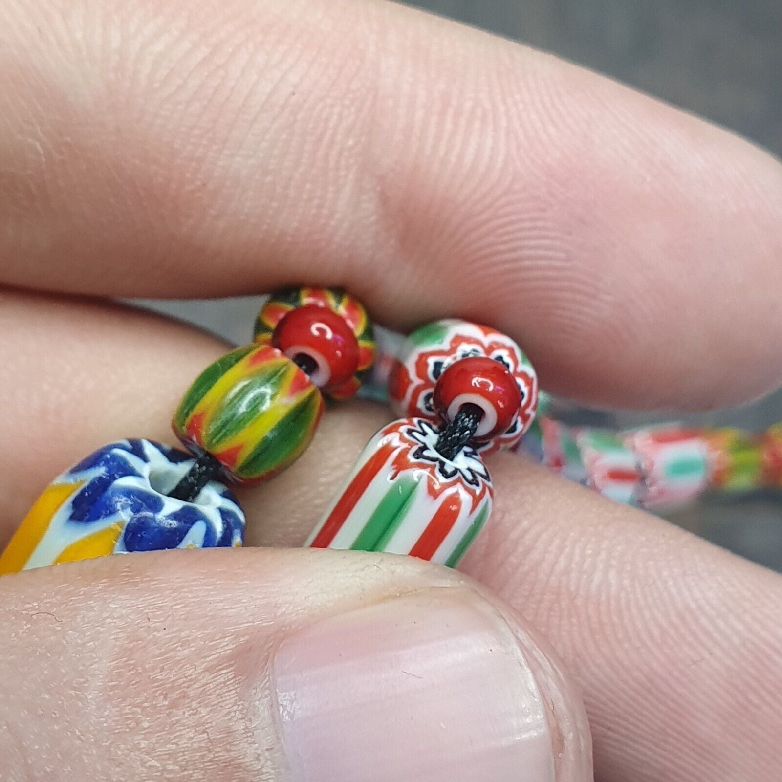 Beautiful Vintage Chevron Venetian Style 6 layers Chevron Beads Necklace BNC-2