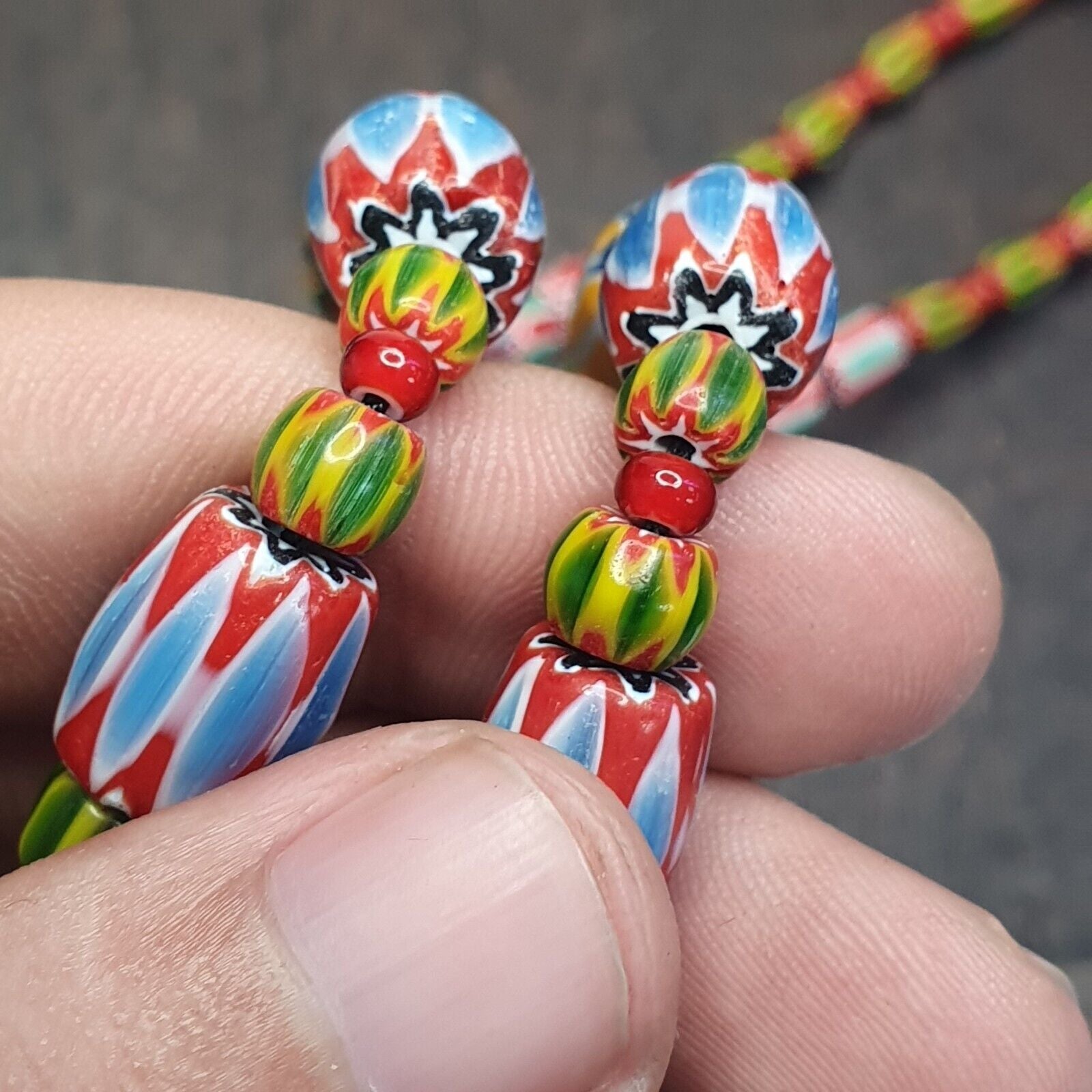 Beautiful Vintage Chevron Venetian Style 6 layers Chevron Beads Necklace BNC-2