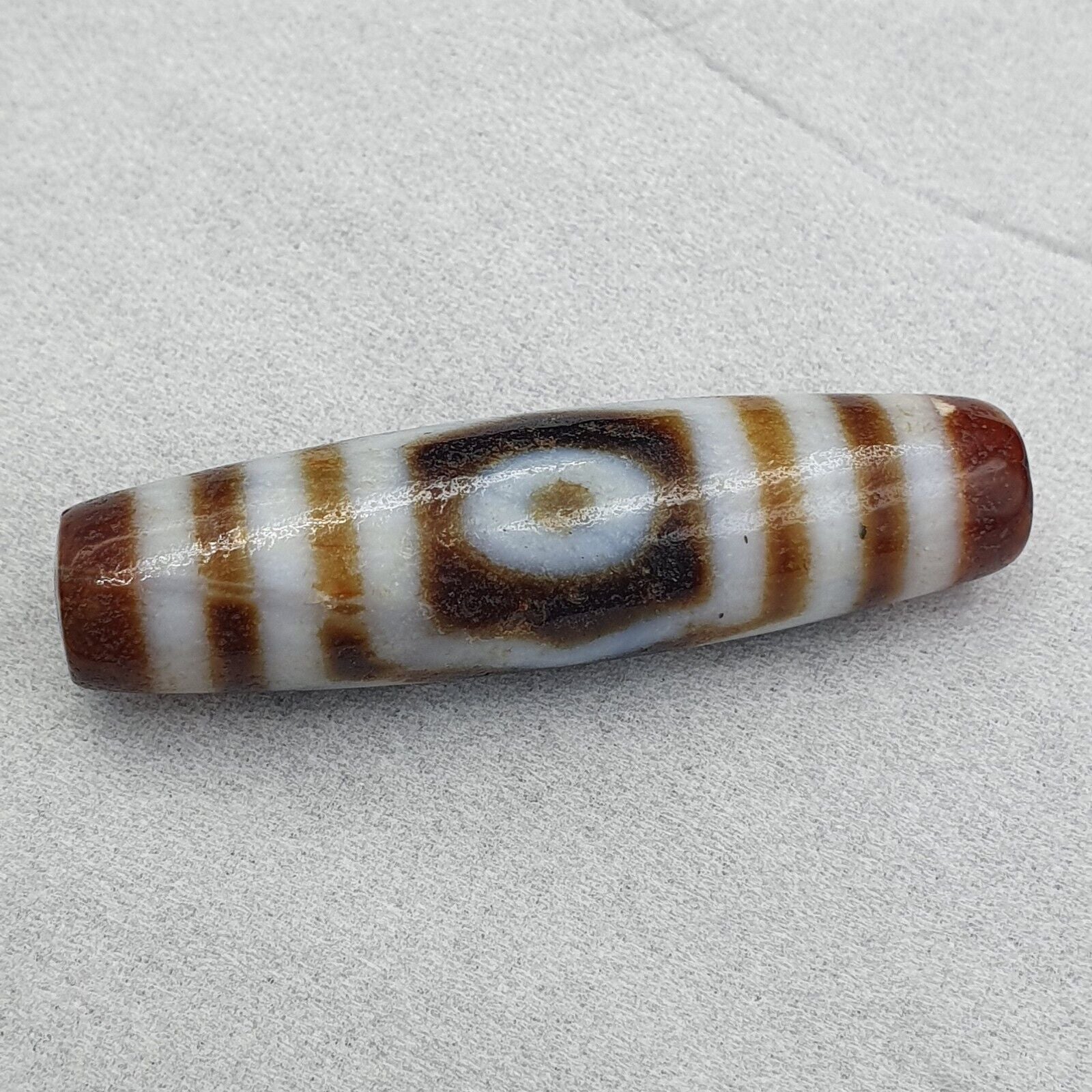 Vintage Indo Tibetan 3 Eyes rare Patterns Dzi chung agate Amulet Bead 48.9mm