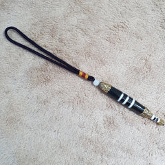 3 Stipes Lines Tibetan Silver Nepalese dzi Agate bead pendant Necklace