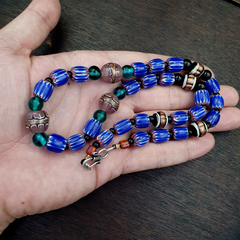 Vintage Six Layers Chevron Venetian Style Blue Chevron Beads Necklace BCN-4