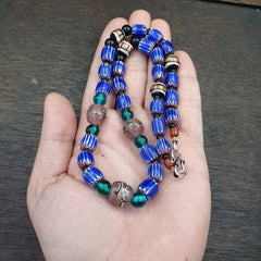 Vintage Six Layers Chevron Venetian Style Blue Chevron Beads Necklace BCN-4