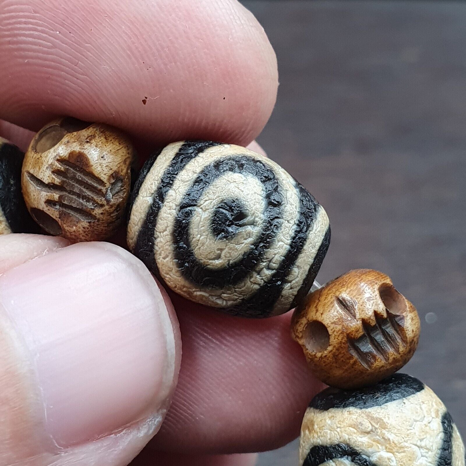 Very rare Tibetan dzi bead old amulet Agate Eyes pattern Tibet gzi bracelet