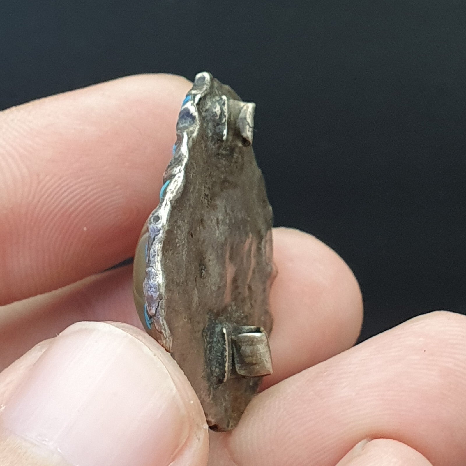 Old Antique Himalayan Indo Tibetan Luk Mik Silver pendant Amulet Bead