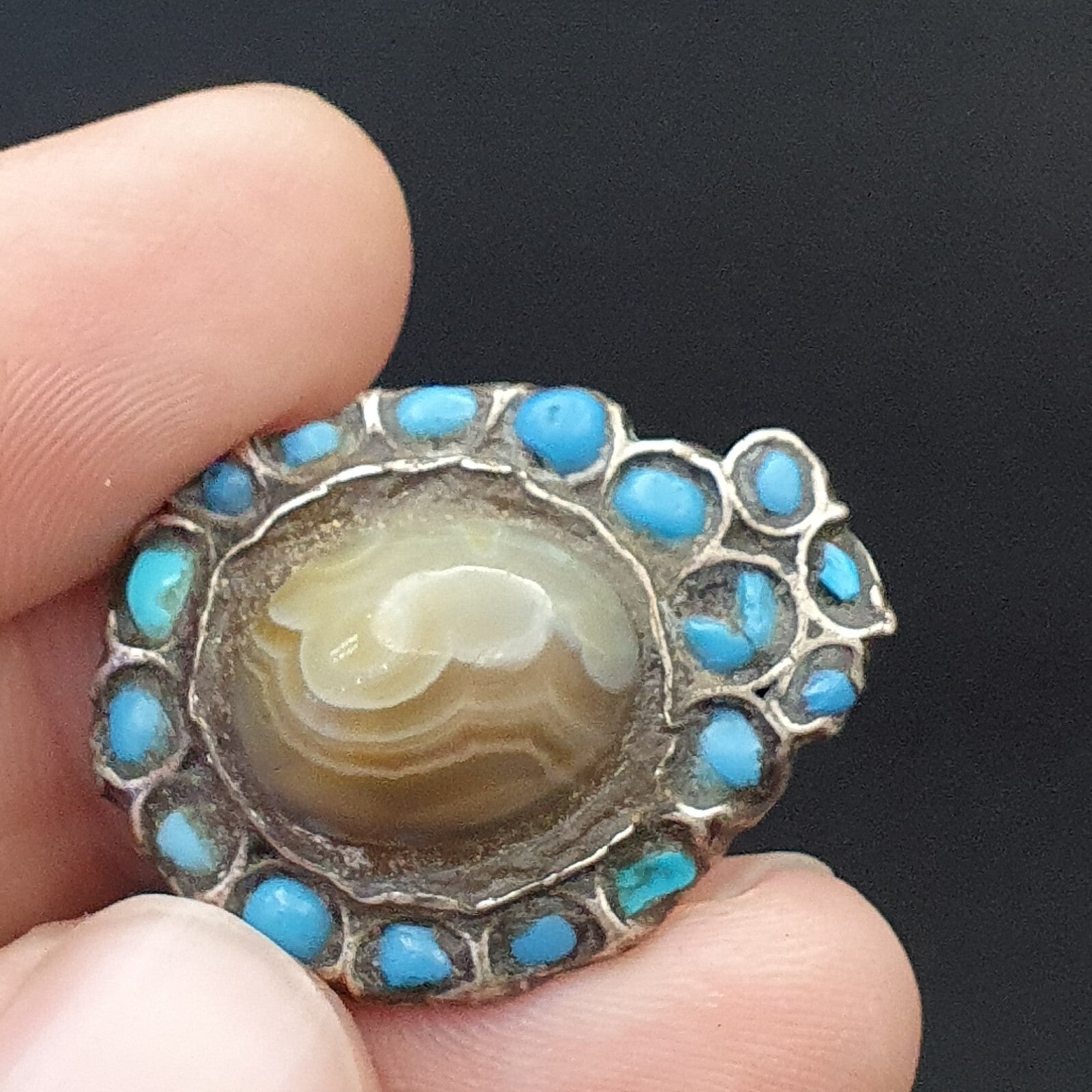 Old Antique Himalayan Indo Tibetan Luk Mik Silver pendant Amulet Bead