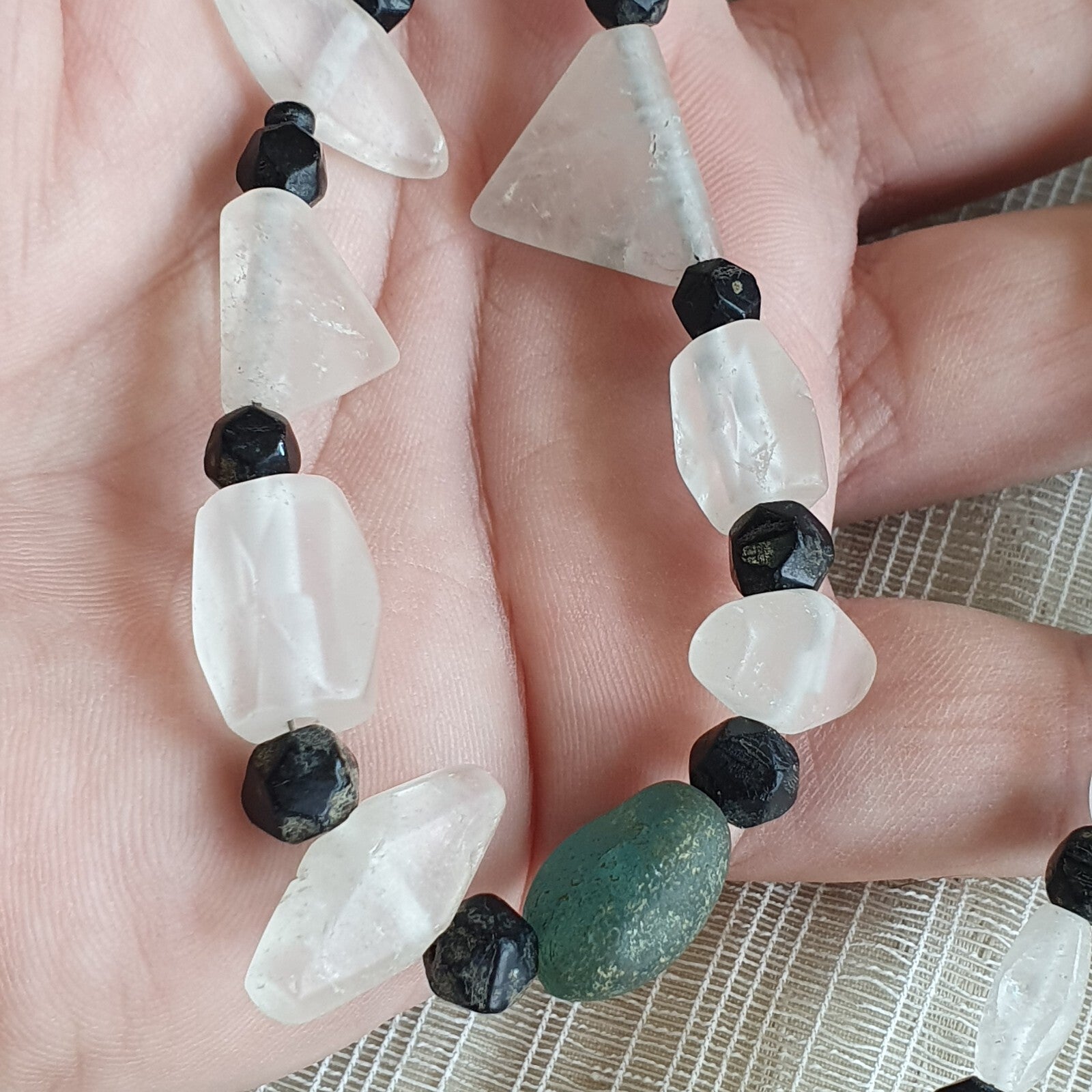 Vintage Crystal old beads Himalayan Crystal and Old Roman Glass Beads Necklace