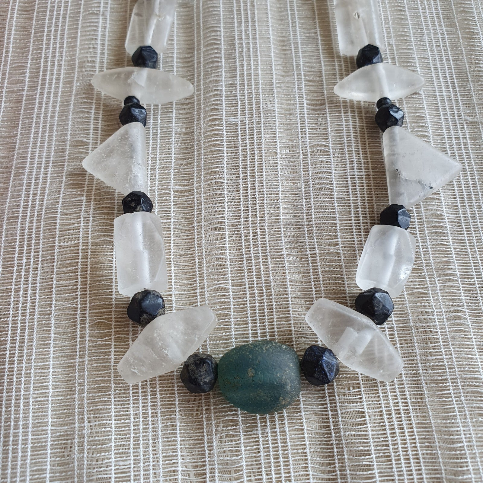 Vintage Crystal old beads Himalayan Crystal and Old Roman Glass Beads Necklace