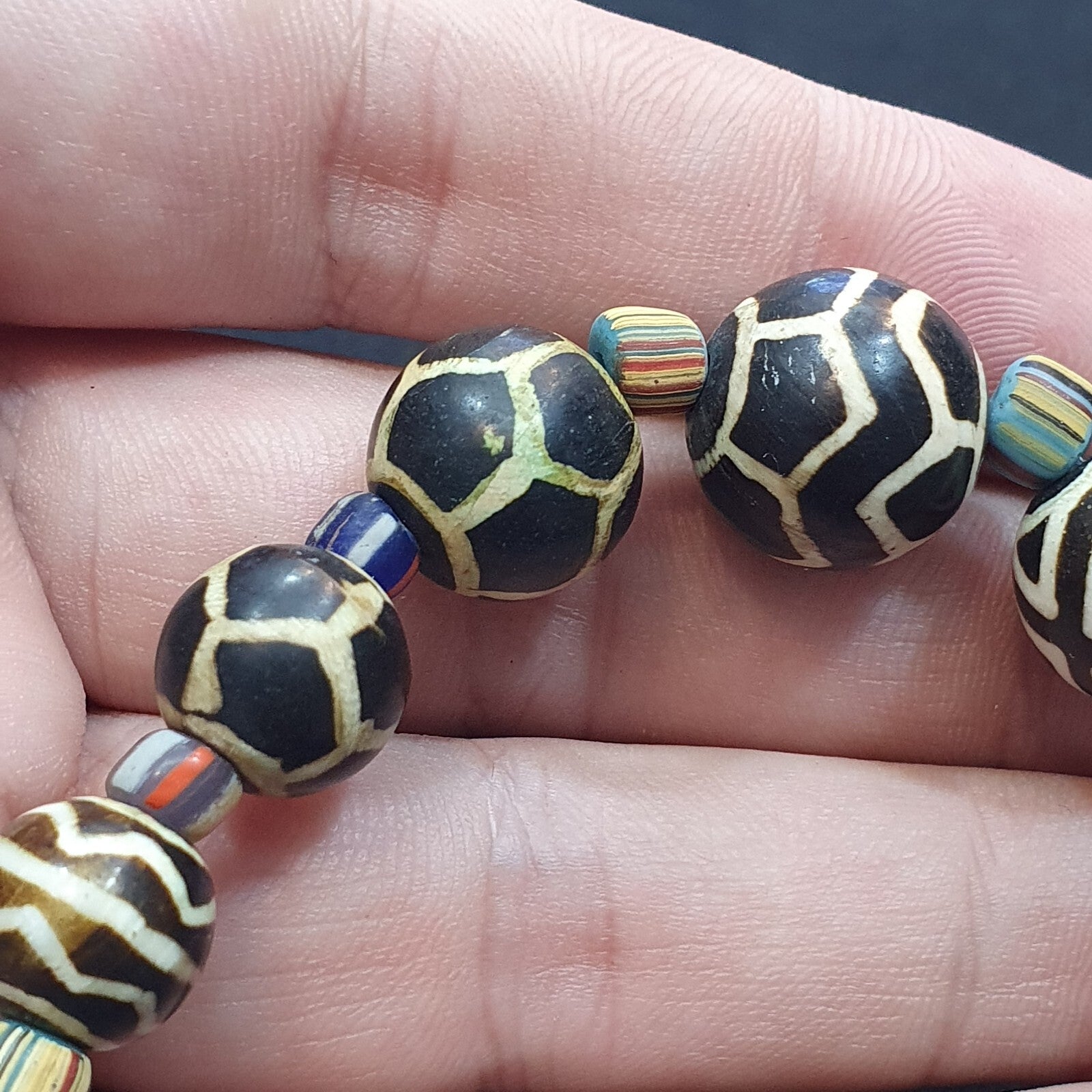 South Asian Old Pumtek pyu beads petrified Wood Stone beads Bracelet