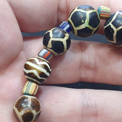 South Asian Old Pumtek pyu beads petrified Wood Stone beads Bracelet