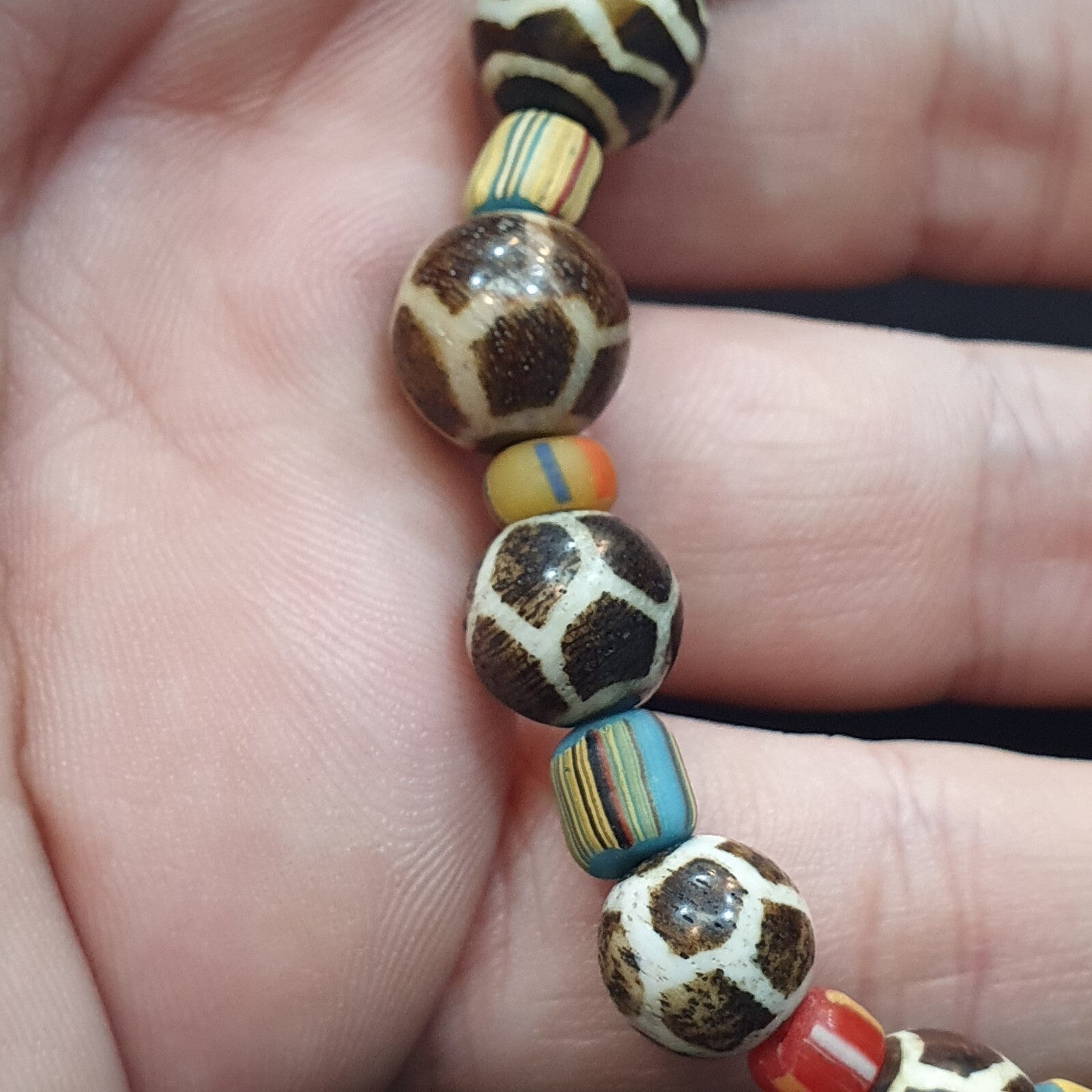 South Asian Old Pumtek pyu beads petrified Wood Stone beads Bracelet