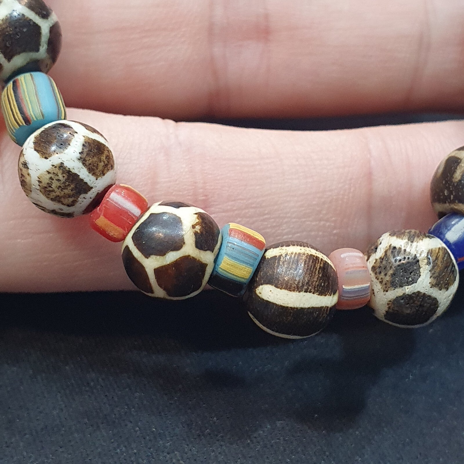 South Asian Old Pumtek pyu beads petrified Wood Stone beads Bracelet