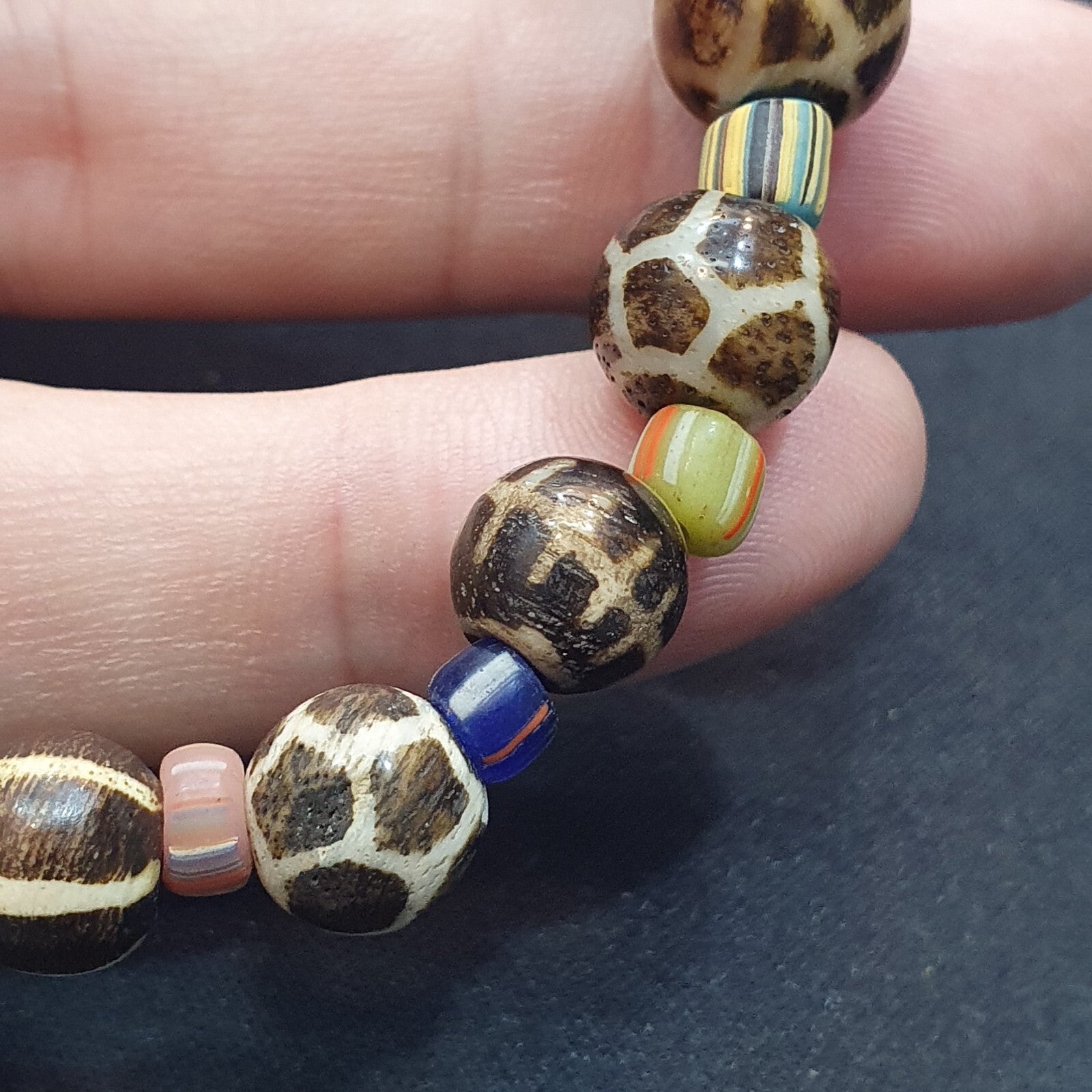 South Asian Old Pumtek pyu beads petrified Wood Stone beads Bracelet