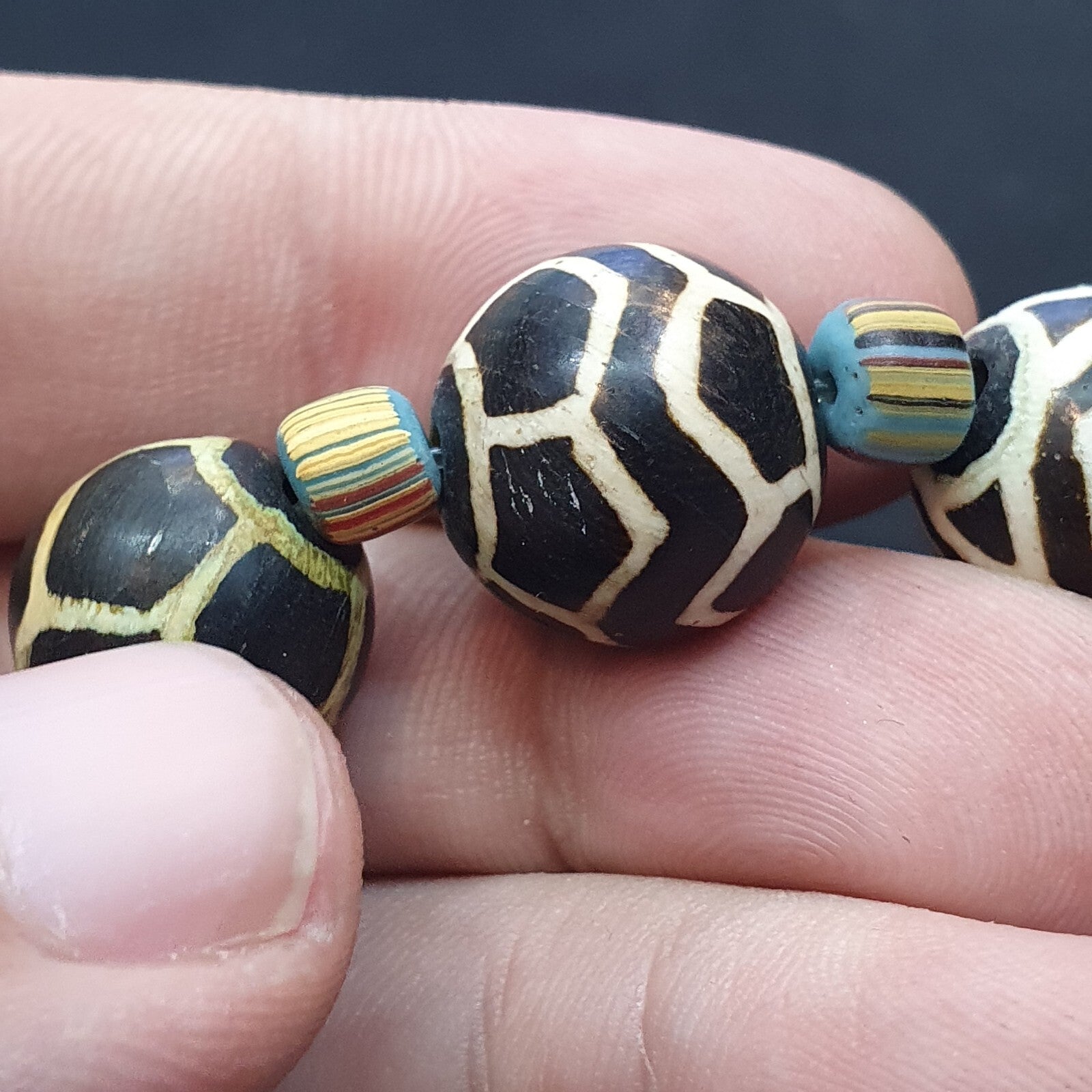 South Asian Old Pumtek pyu beads petrified Wood Stone beads Bracelet