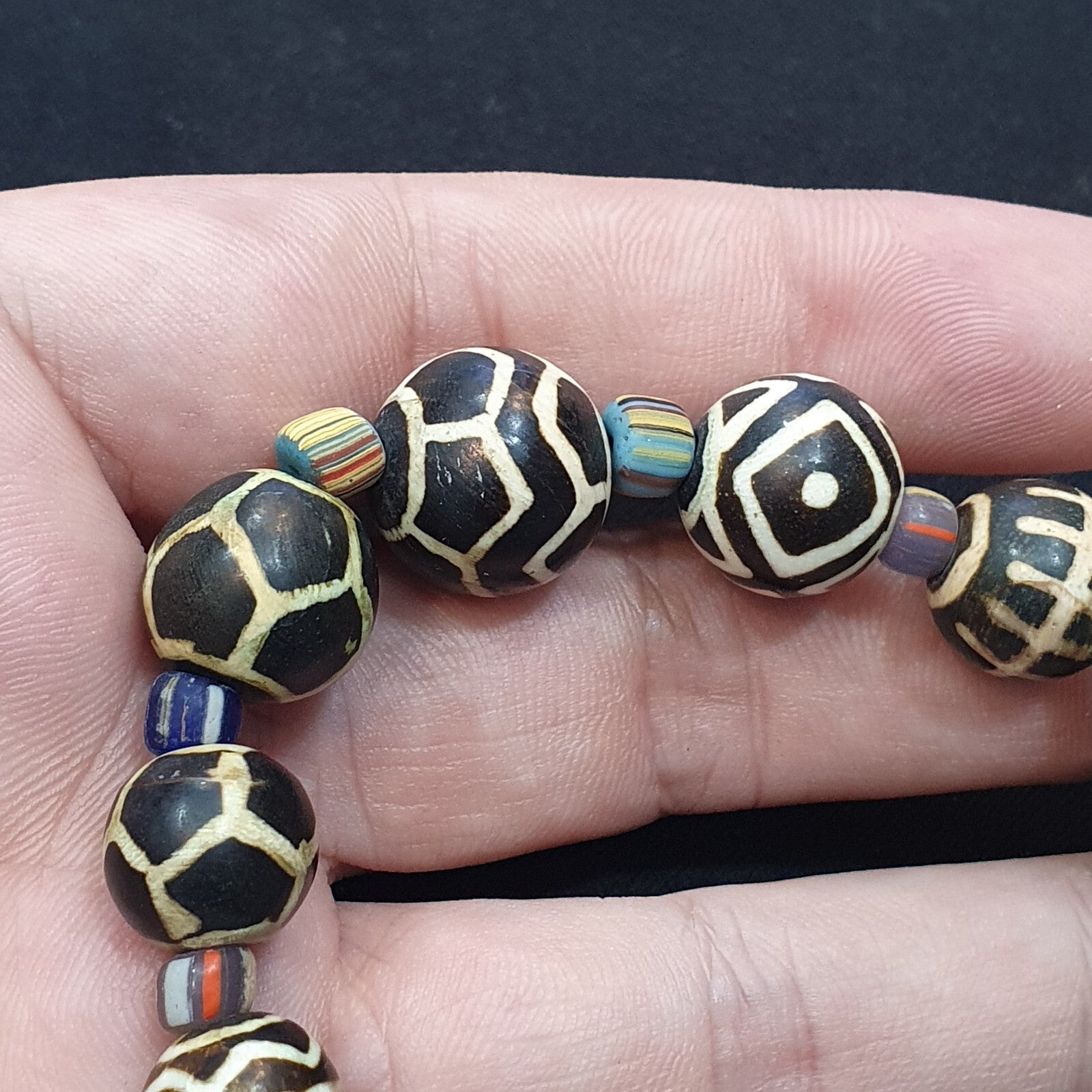 South Asian Old Pumtek pyu beads petrified Wood Stone beads Bracelet