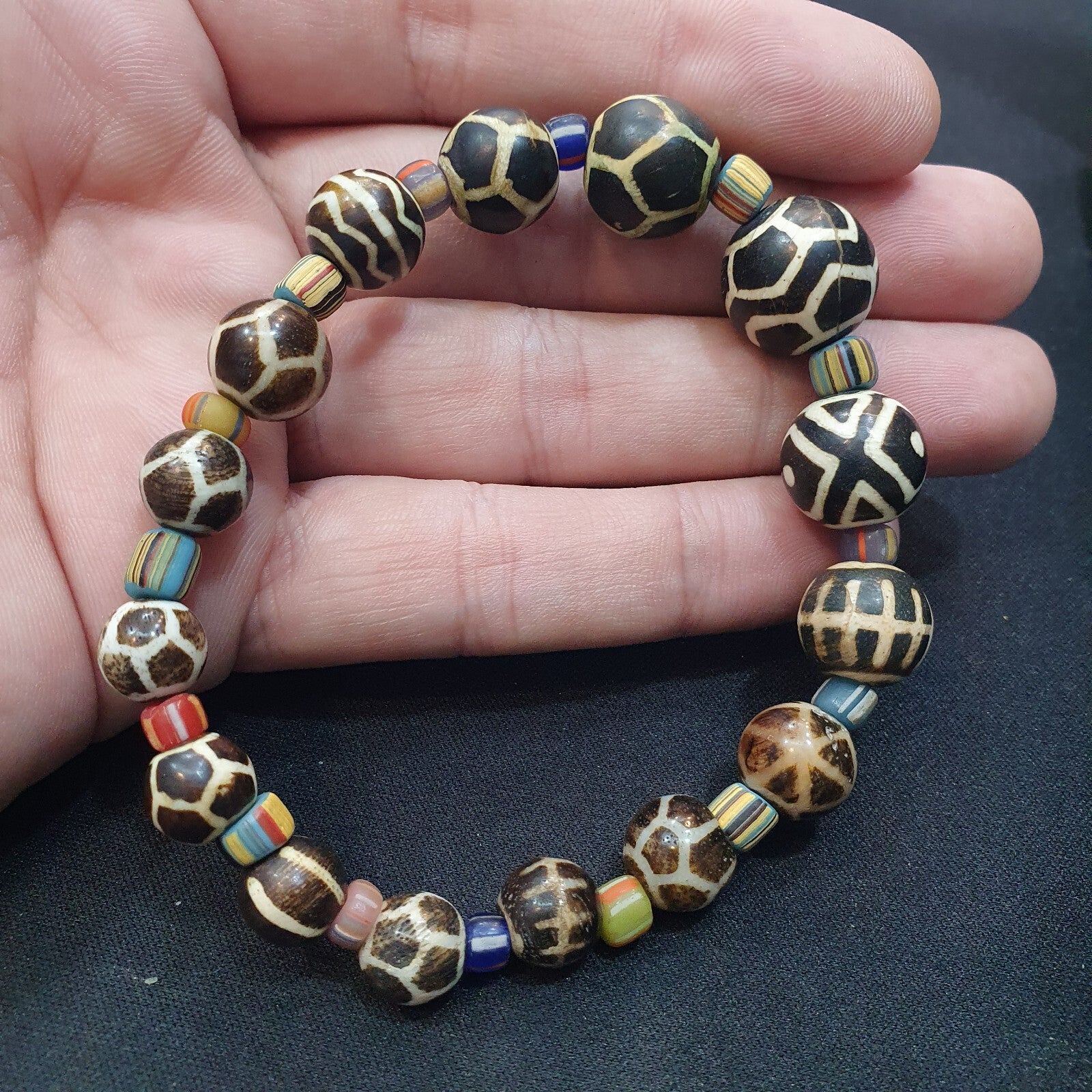 South Asian Old Pumtek pyu beads petrified Wood Stone beads Bracelet