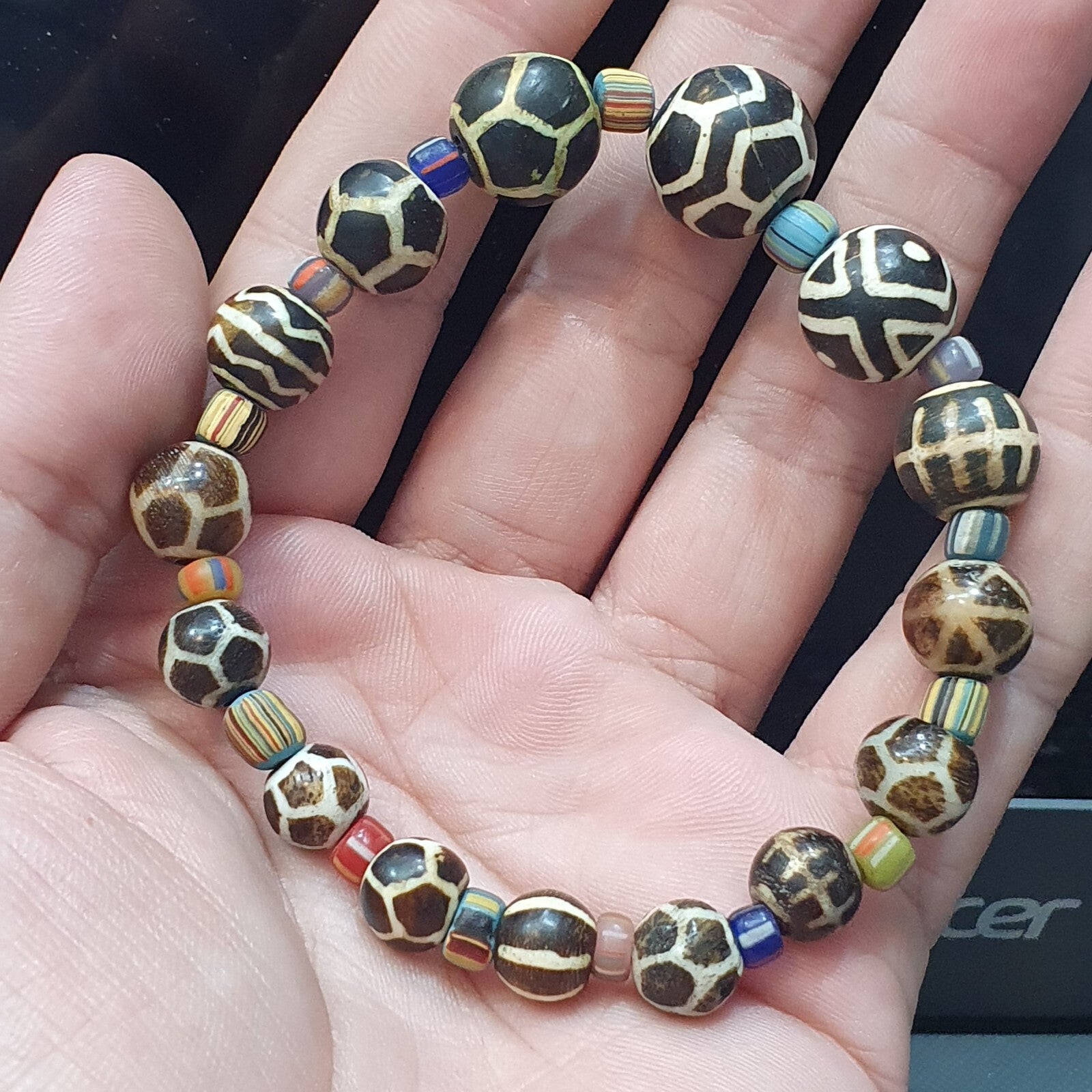 South Asian Old Pumtek pyu beads petrified Wood Stone beads Bracelet