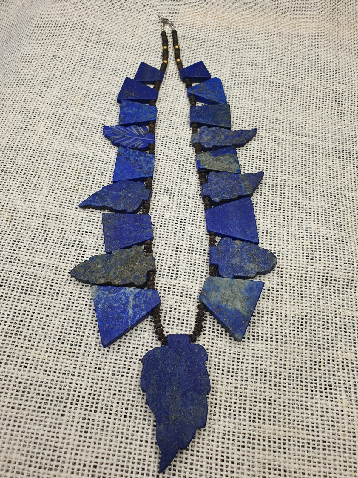 Ancient Vintage old lapis Lazuli carving Leaf Amulet necklace rare pendants