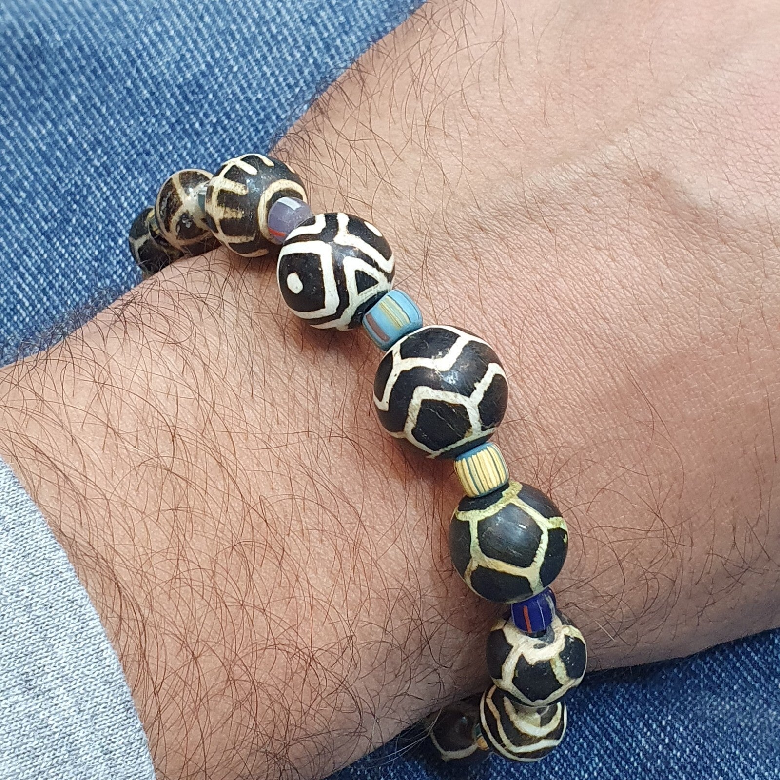 South Asian Old Pumtek pyu beads petrified Wood Stone beads Bracelet