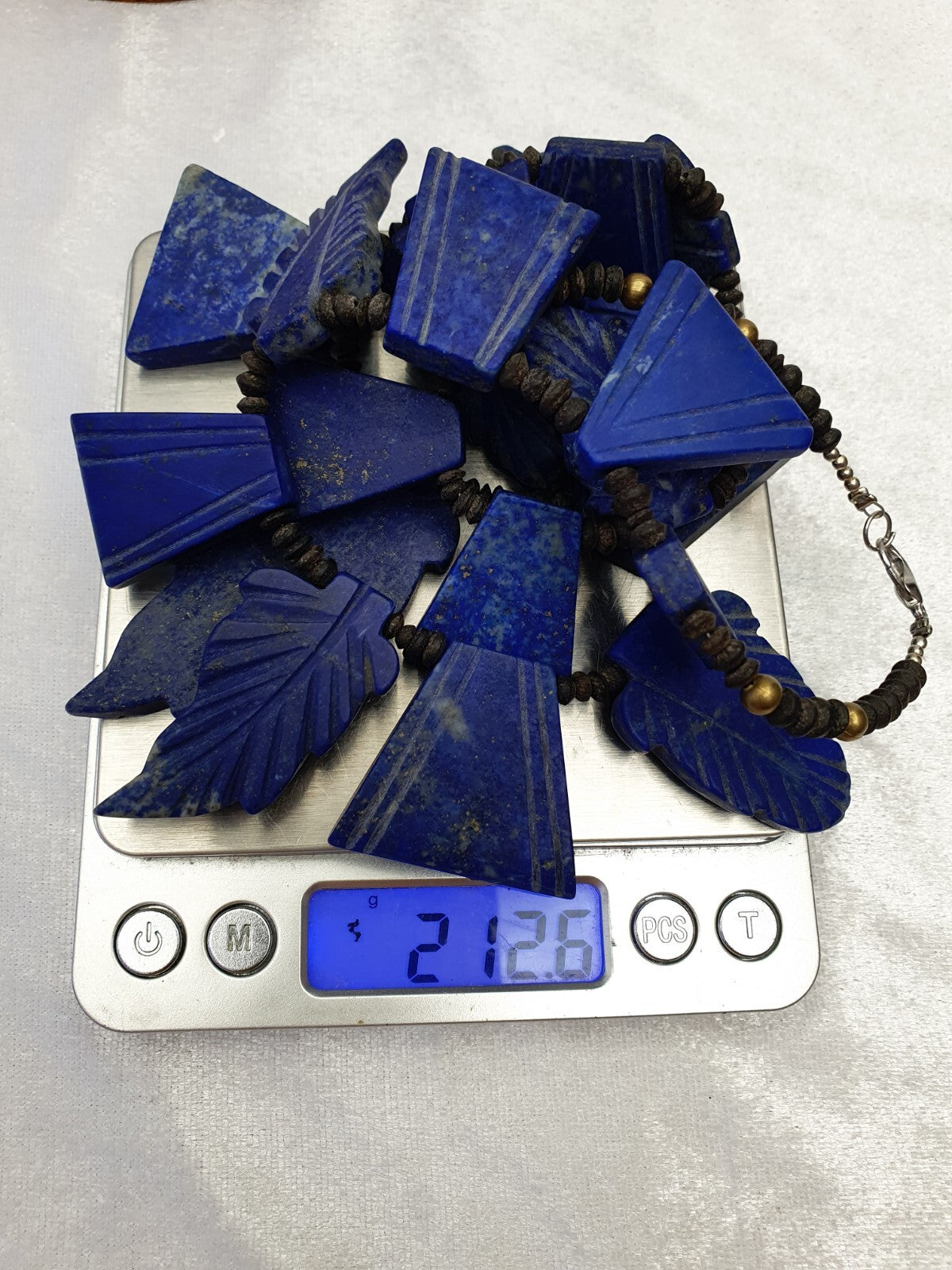 Ancient Vintage old lapis Lazuli carving Leaf Amulet necklace rare pendants