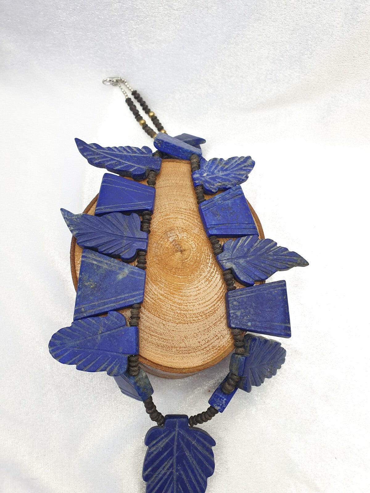 Ancient Vintage old lapis Lazuli carving Leaf Amulet necklace rare pendants