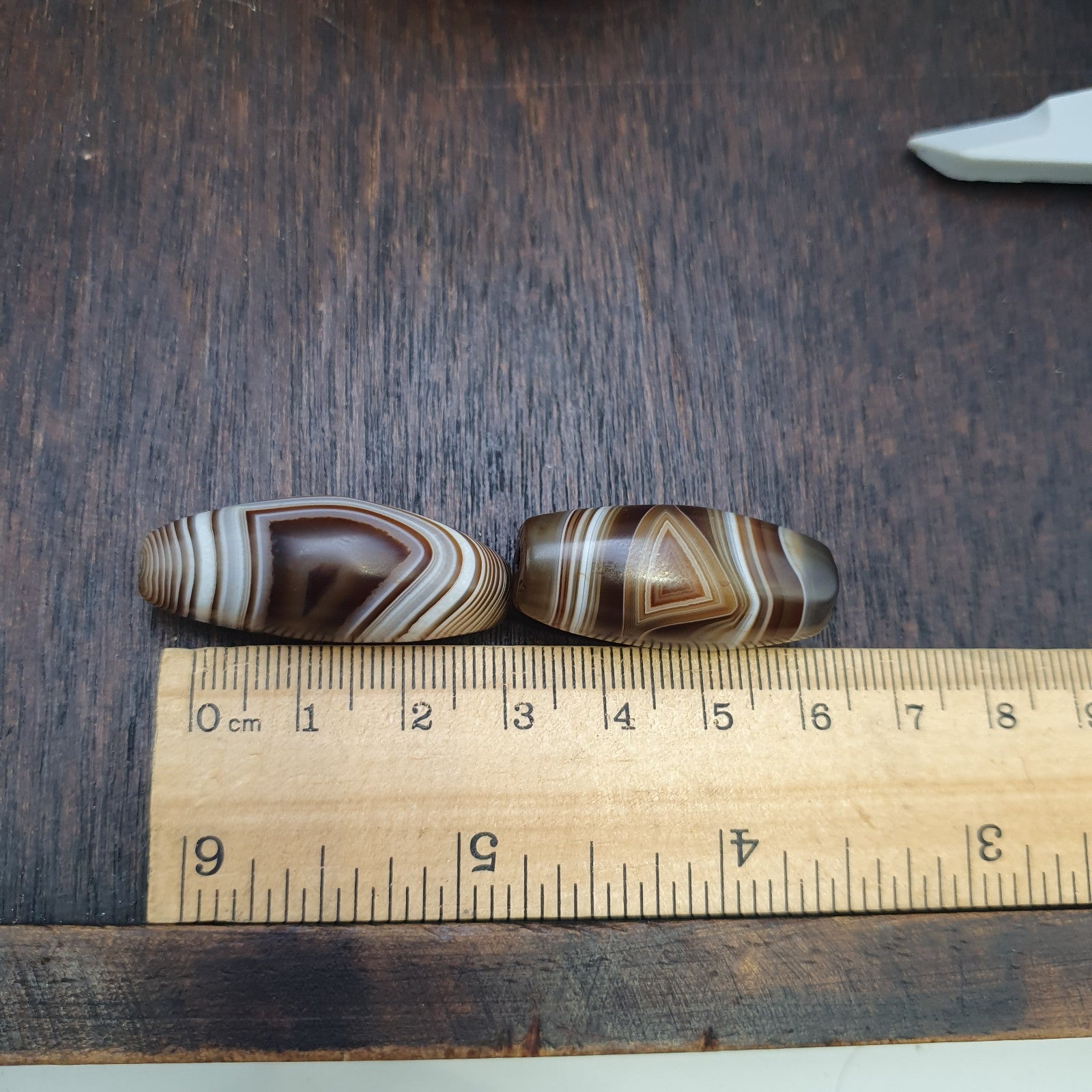 2 Himalayan Indo Tibetan unique pattern Agate beads Suleimany Eye Agate Amulet