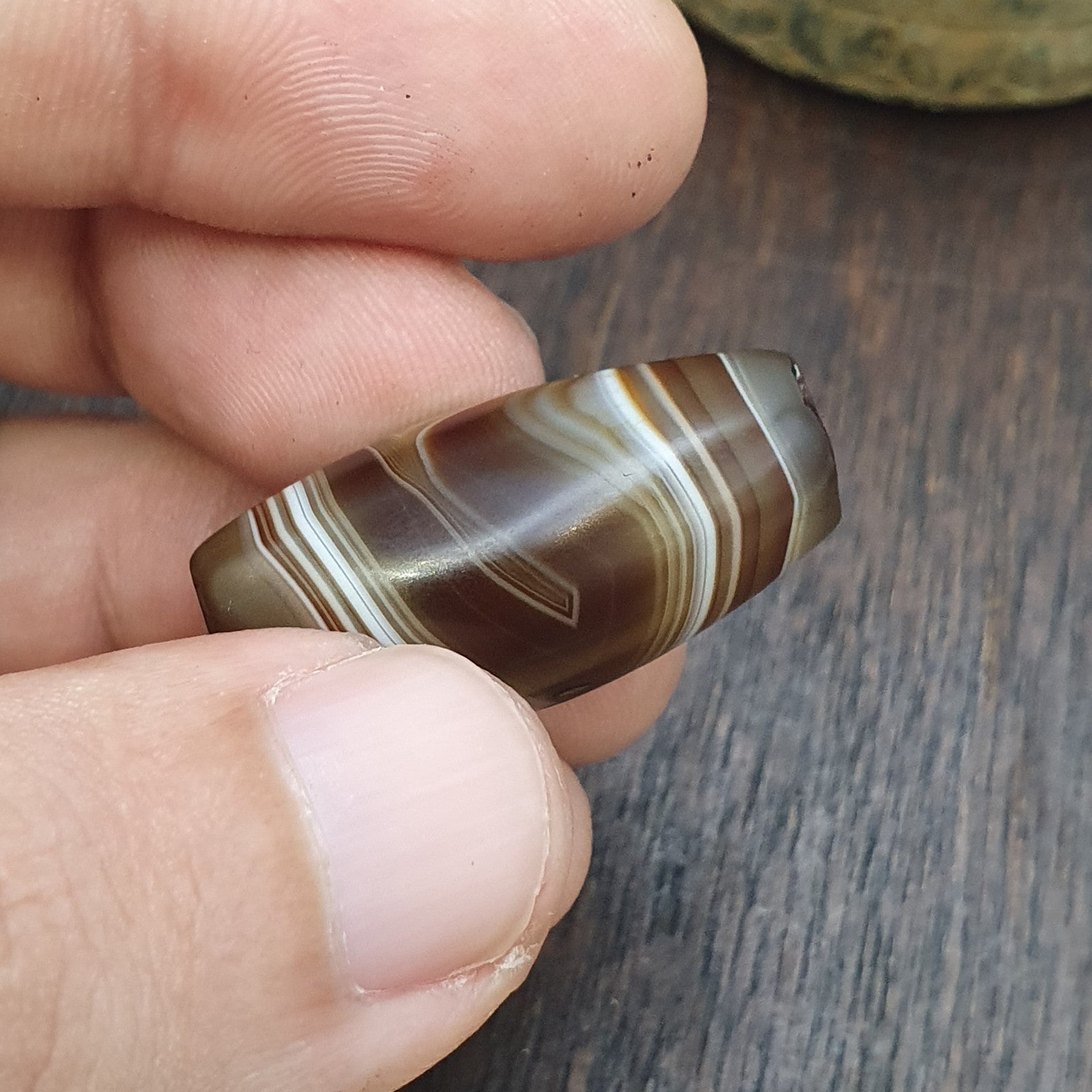 2 Himalayan Indo Tibetan unique pattern Agate beads Suleimany Eye Agate Amulet