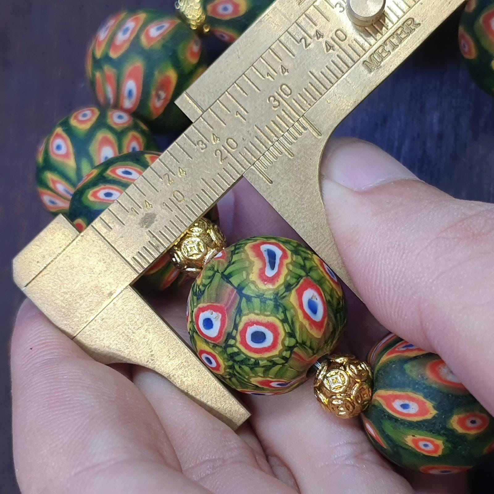 Vintage antique african green gabri style hundred eyes beads bracelet
