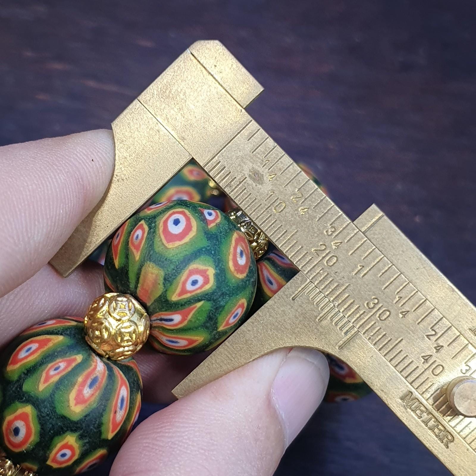 Vintage antique african green gabri style hundred eyes beads bracelet