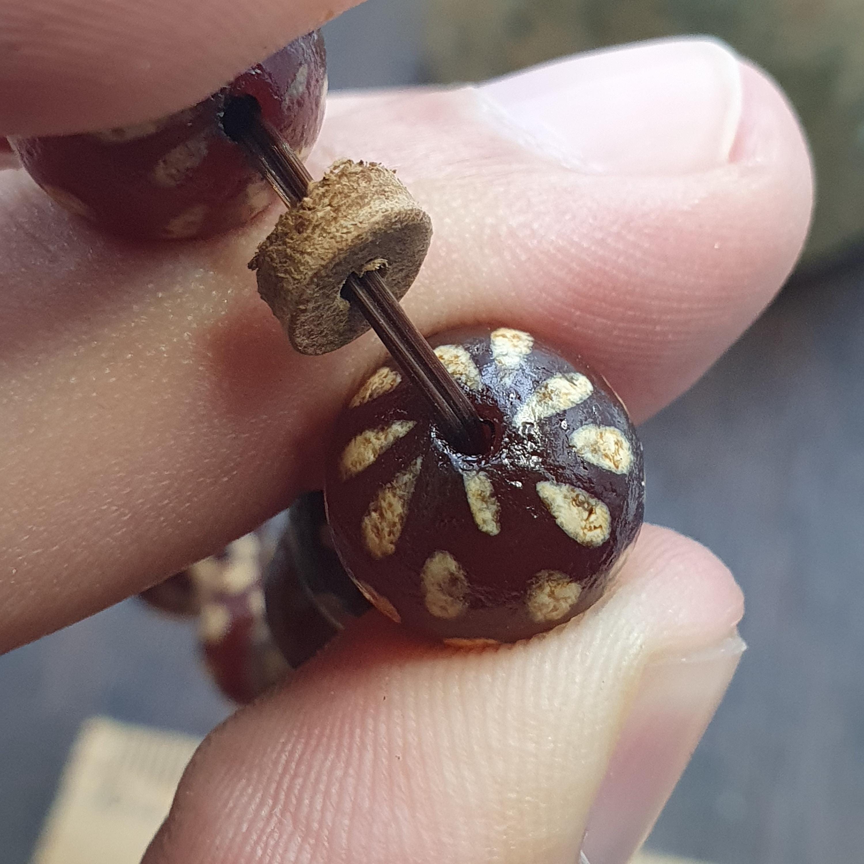 Tibetan etched carnelian agate bead decorated beads dotted bracelet.