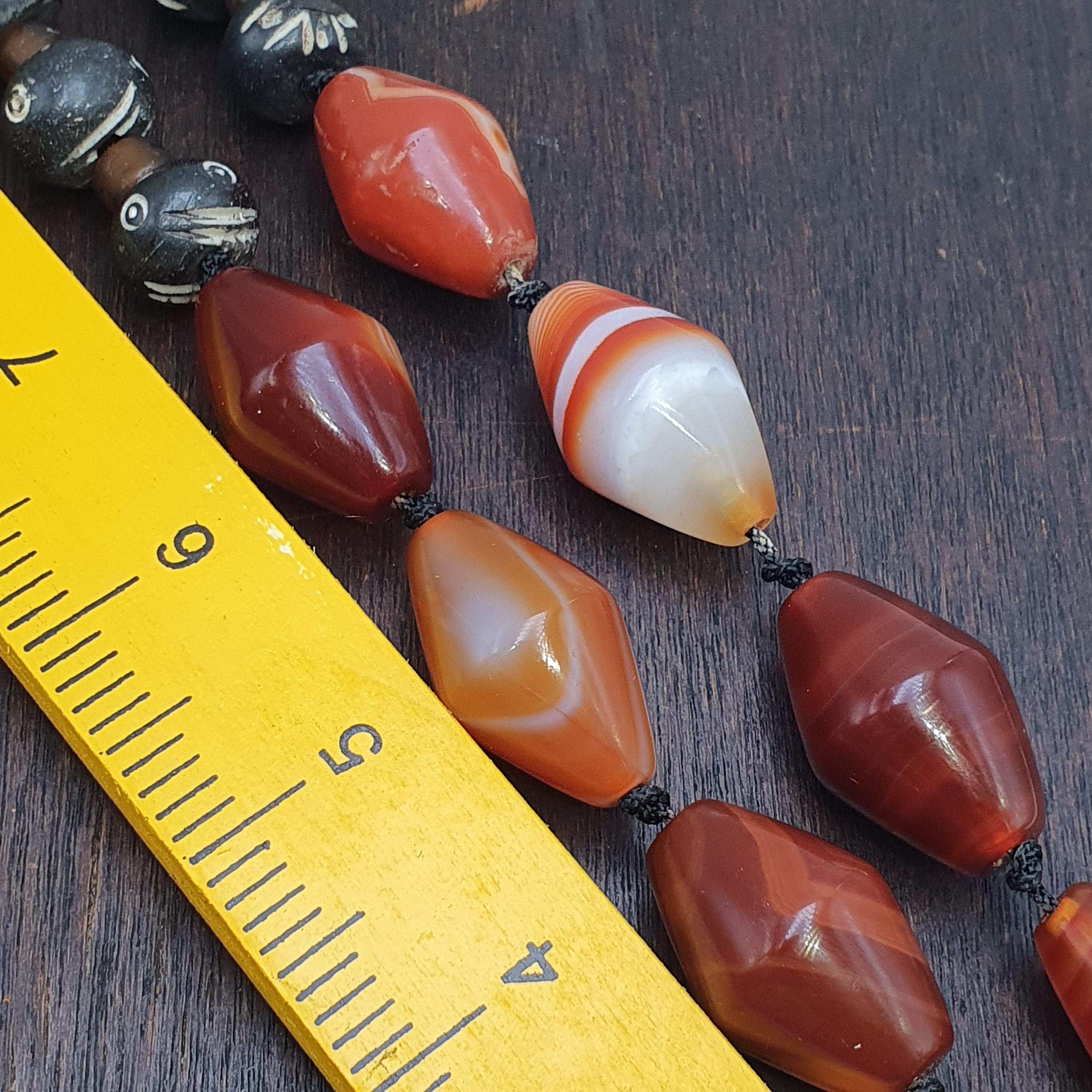 Red agate natural patterns old beads jewelry necklace