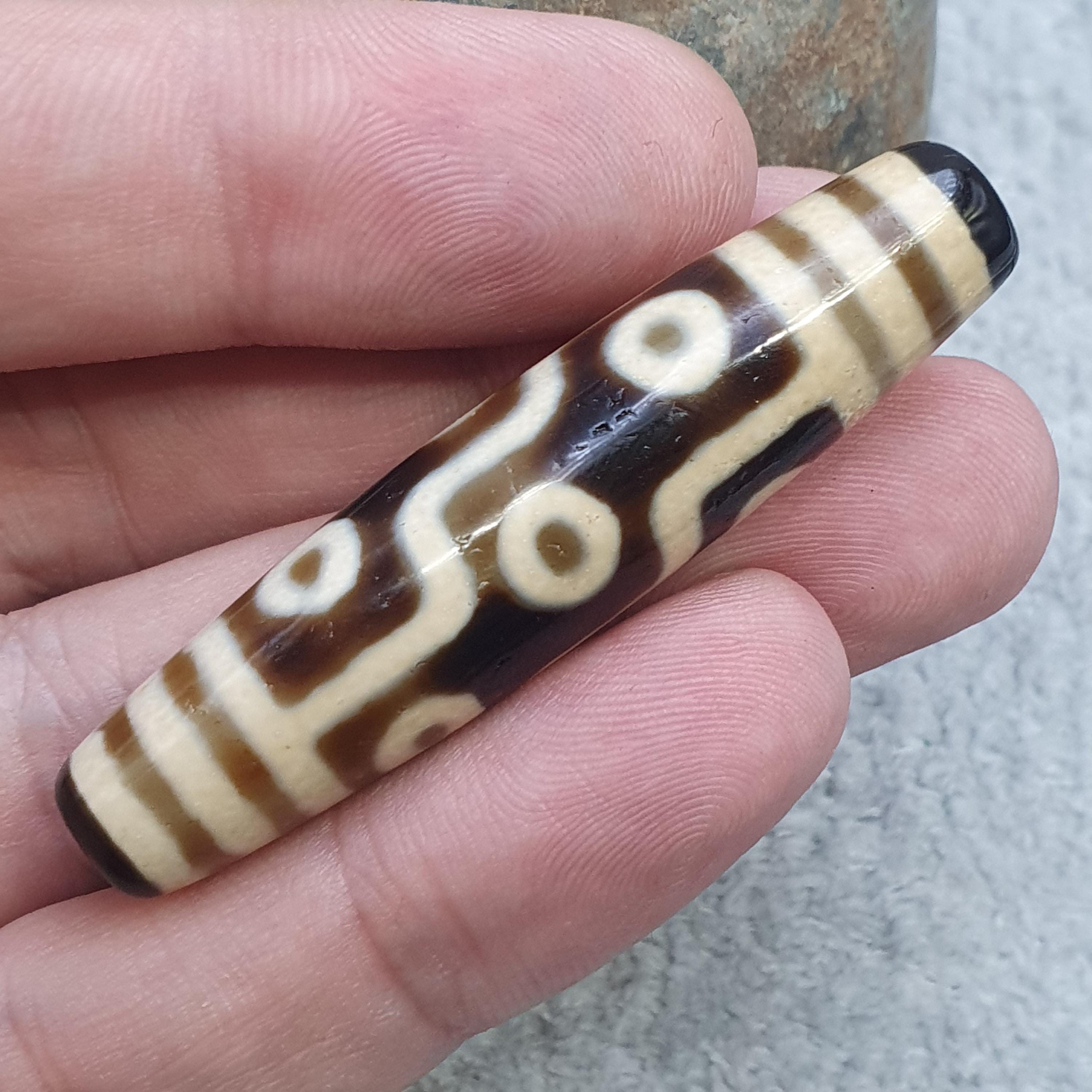 9 eyes unique pattern himalayan tibetan agate dzi bead amulet lucky charm bead