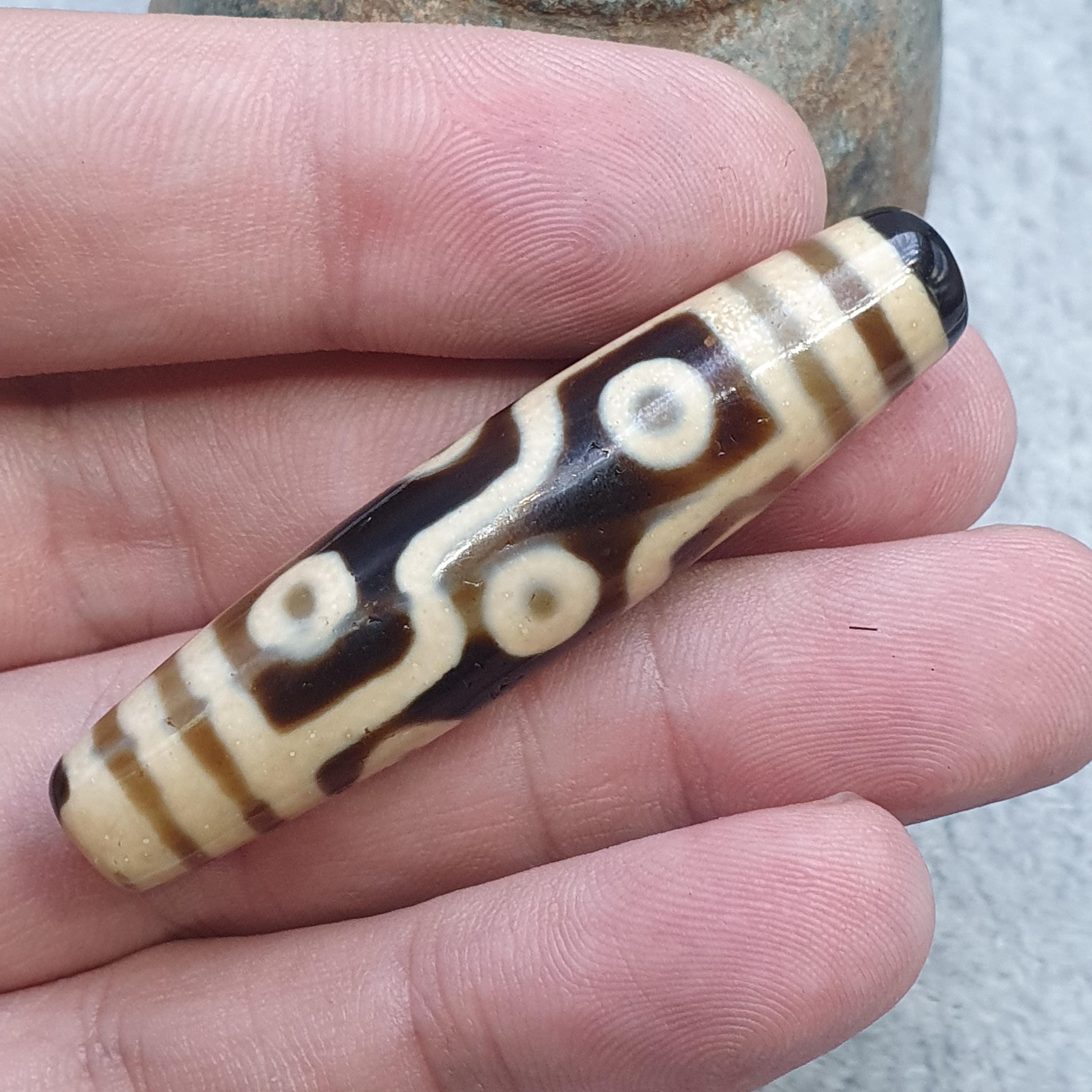 9 eyes unique pattern himalayan tibetan agate dzi bead amulet lucky charm bead