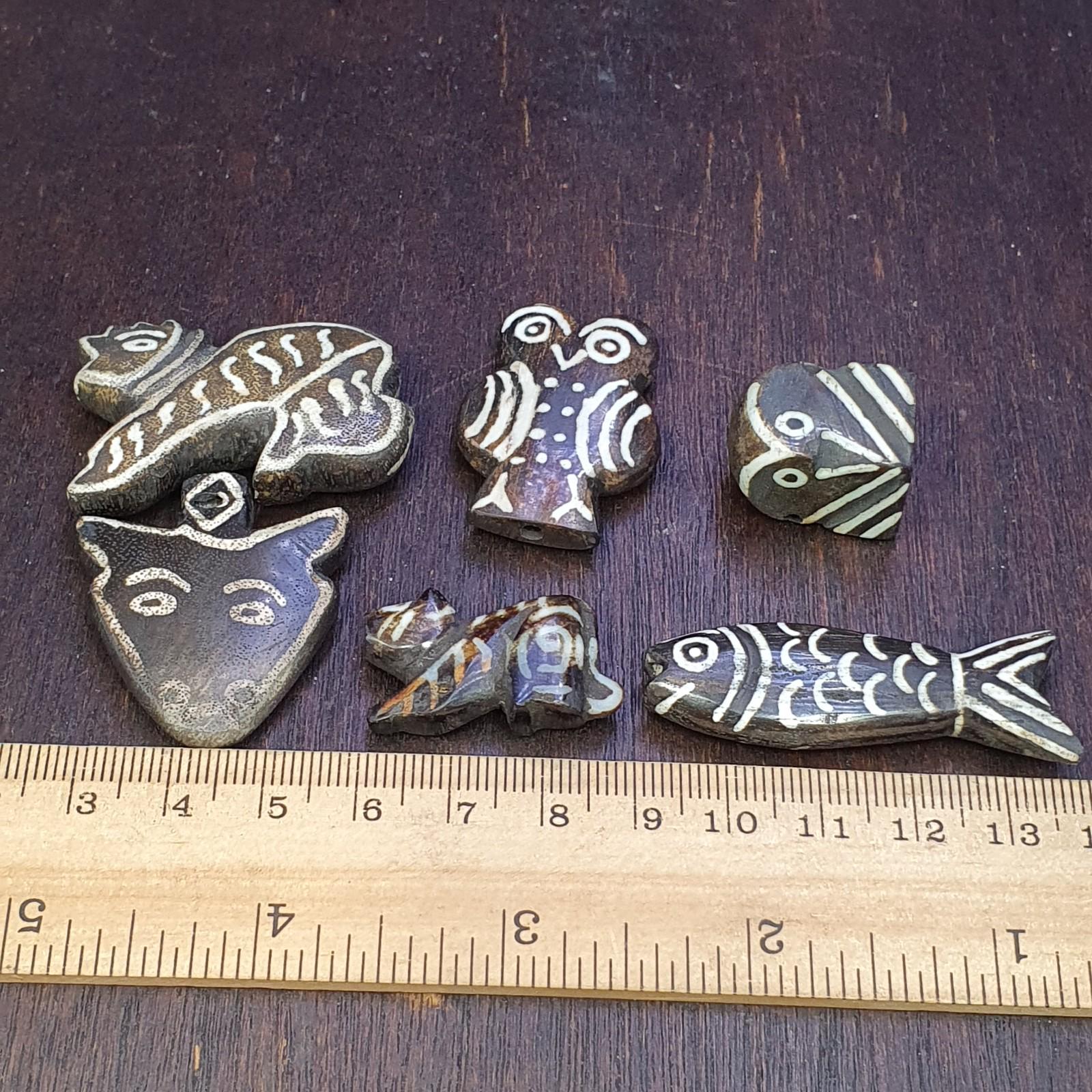 Lot 6 south asian burmese old pyu pumtek animal figurine stone beads pendants