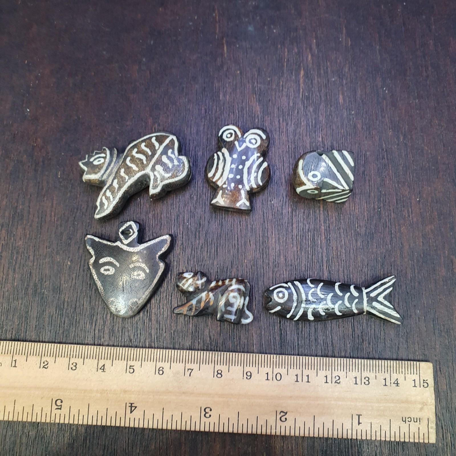 Lot 6 south asian burmese old pyu pumtek animal figurine stone beads pendants