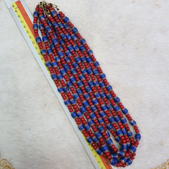 Beads of antiquity vintage venetian white heart and blue chevron beads necklace