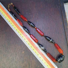 Vintage Carnelian Suleimanagate Necklace: Middle Eastern Beaded Jewelry