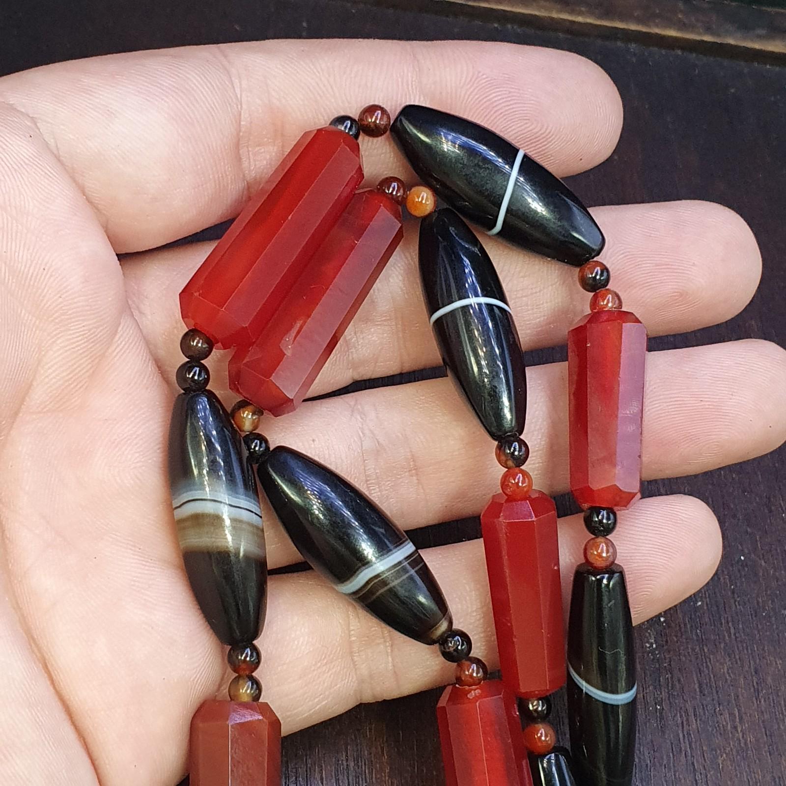 Vintage Carnelian Suleimanagate Necklace: Middle Eastern Beaded Jewelry
